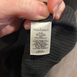 Sundance long sleeve black top with lace insert on front and back